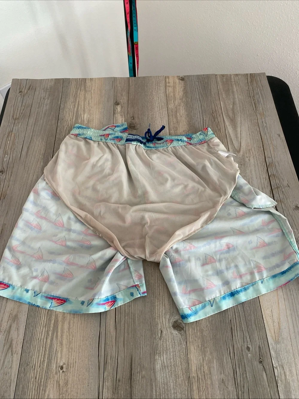 Burlebo Mens Lined Swim Shorts Trunks Colorful Vibrant Fins XL